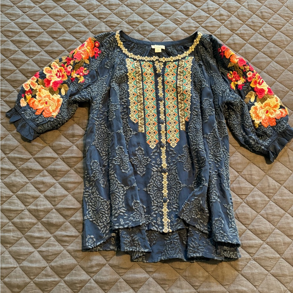 Sundance Catalog Embroidered Blouse